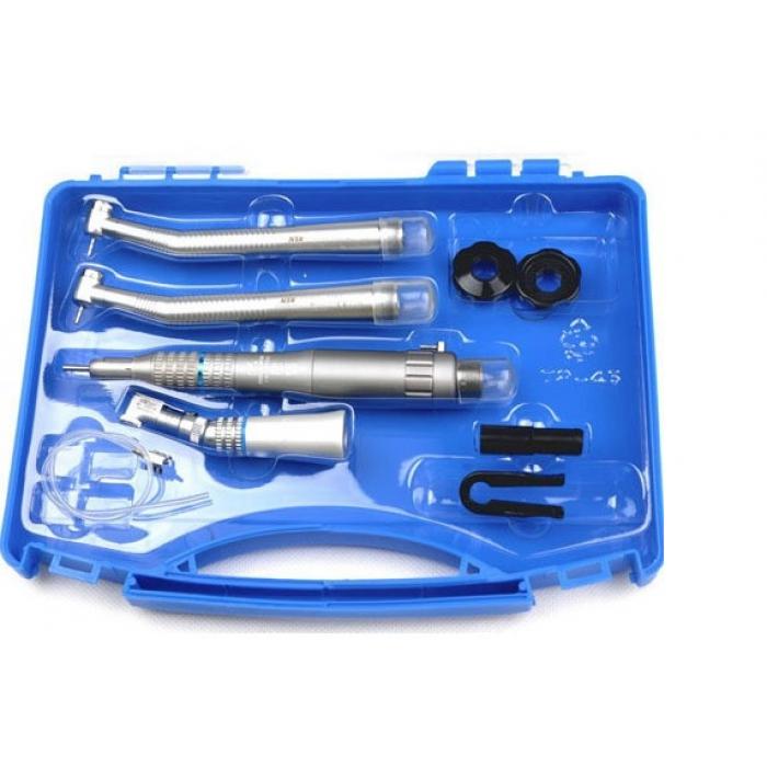 Dentaler Satz aus Turbinen‑Handstück (Schraubenschlüssel‑Typ), Geradhandstück, Winkelstück und Luft‑Mikromotor