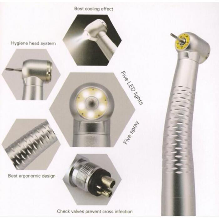 Dental E-Generator 5 LED Selbstenergie E-Generator Hochgeschwindigkeit-Handstück Druckknopf
