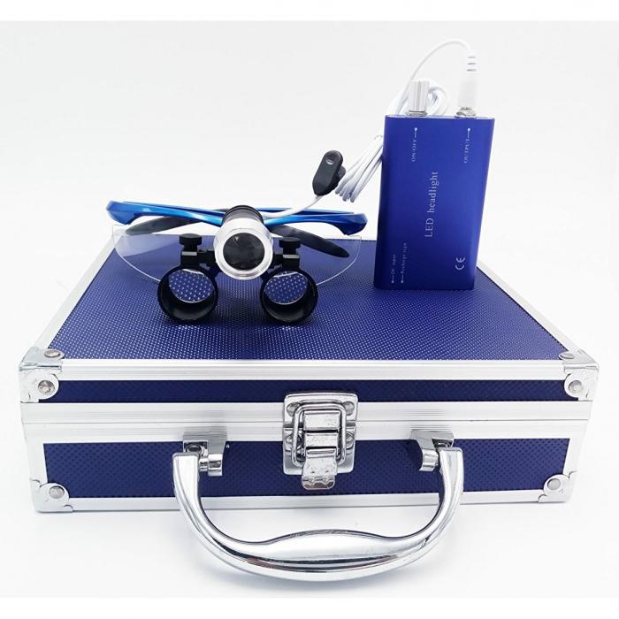 Dental Chirurgischer Lupenbrille Lupen 2.5 × 420 mm optische Gläser mit 3 W LED Scheinwerfer Lampe