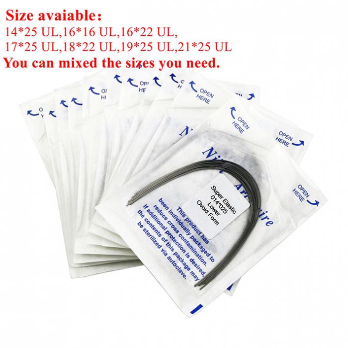 100 Packungen Dental Kieferorthopädische Super Elastisch NI-TI Arch Draht Rectangular Ovoid U/L