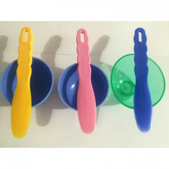 3PCS Dentallabor Flexible Alginat Gummi und Spatel mischen Farbe Schüssel