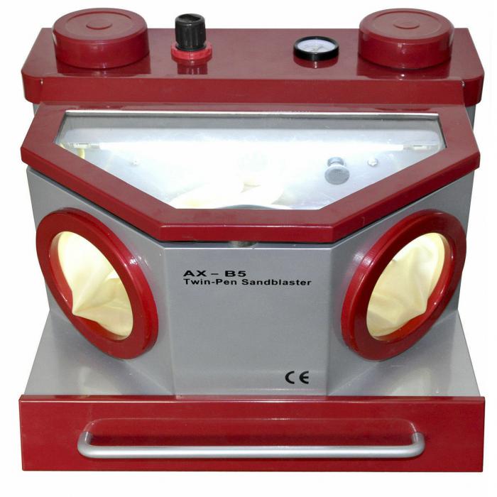 Mini Zahnheilkunde Labor Ausrüstung Feinstrahlgeräte/ Sandstrahler(Sandstrahlgeräte) Drei Stift 4 Tank mit LED Licht