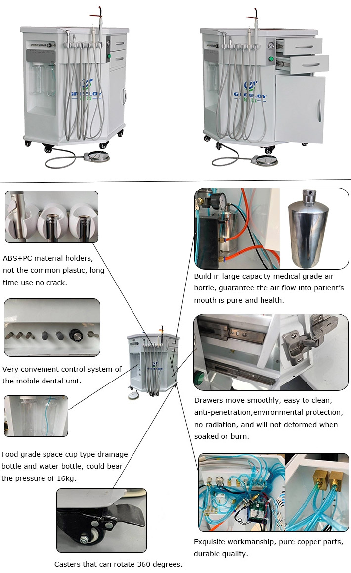 Greeloy® GU-P212 Einbau-Polymerisationslampe Zahnsteinentferner Ultraschall 3 in 1 Mobile Dentaleinheit