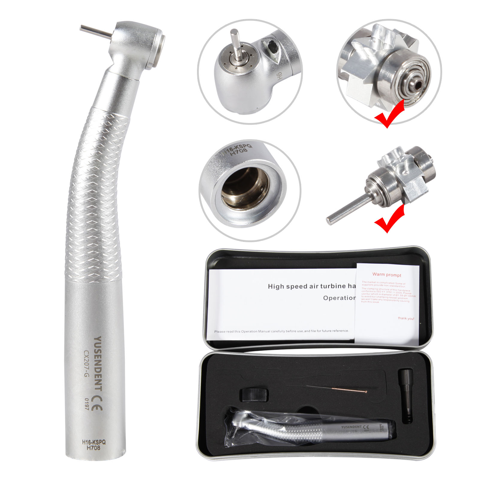 YUSENDENT® COXO CX207-GK-PQ Zahnarzt LED Glasfaser Turbine handstück mit KAVO Schnellkupplung