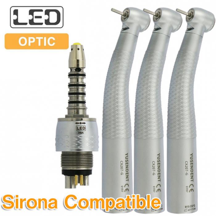 YUSENDENT® CX207-GS-PQ Zahnarzt LED Glasfaser Handstück Sirona Kompatibel (Mit Koppler x1 + Ohne Koppler x2)