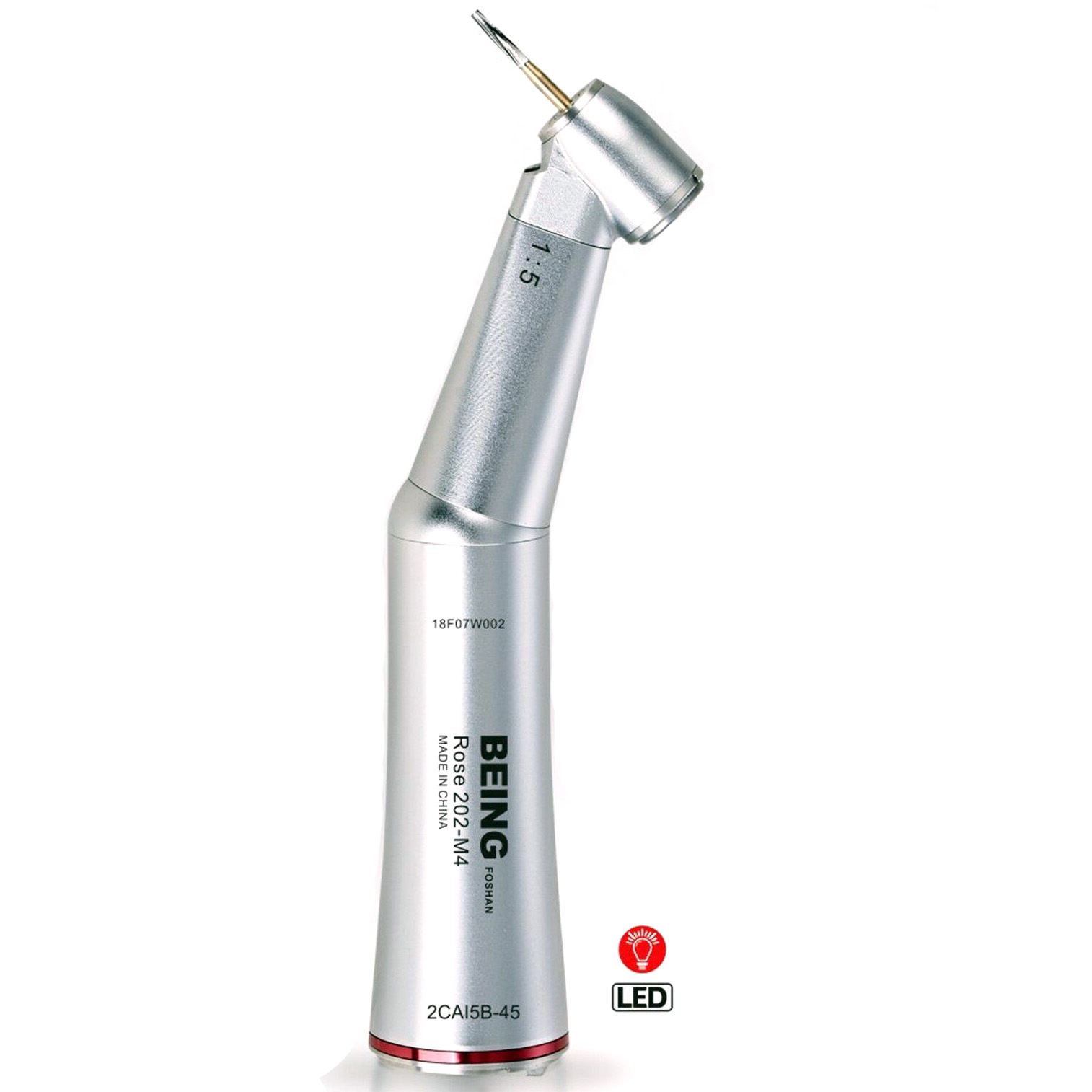 BEING 45°1:5 Glasfaser Rotes Winkelstück Zahnarzt LED Chirurgische Handstück