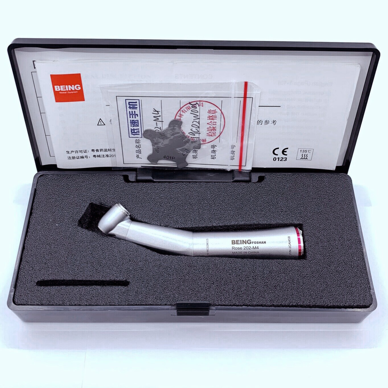 BEING 45°1:5 Glasfaser Rotes Winkelstück Zahnarzt LED Chirurgische Handstück