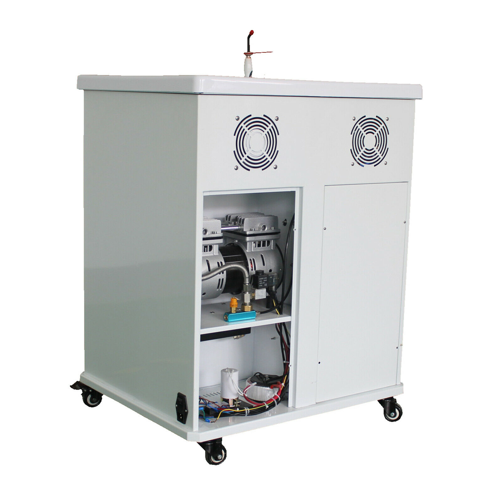Greeloy® GU-P211 Fahrbarer Dental-Schrank (Kompressor + Speichelsauger +3-Funktionen Spritze)