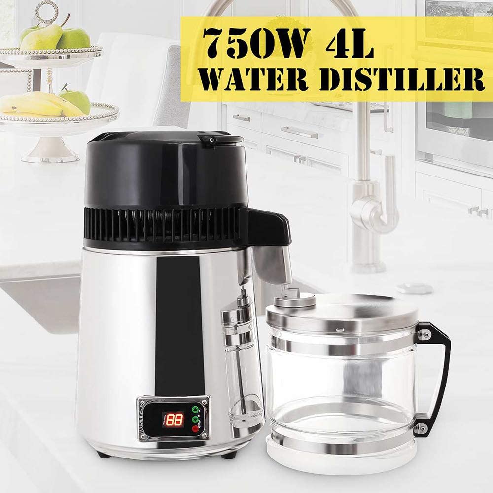 750W 4L Zahnheilkunde Edelstahl Wasserdestillationsgeräte Maschine mit Glaskanne