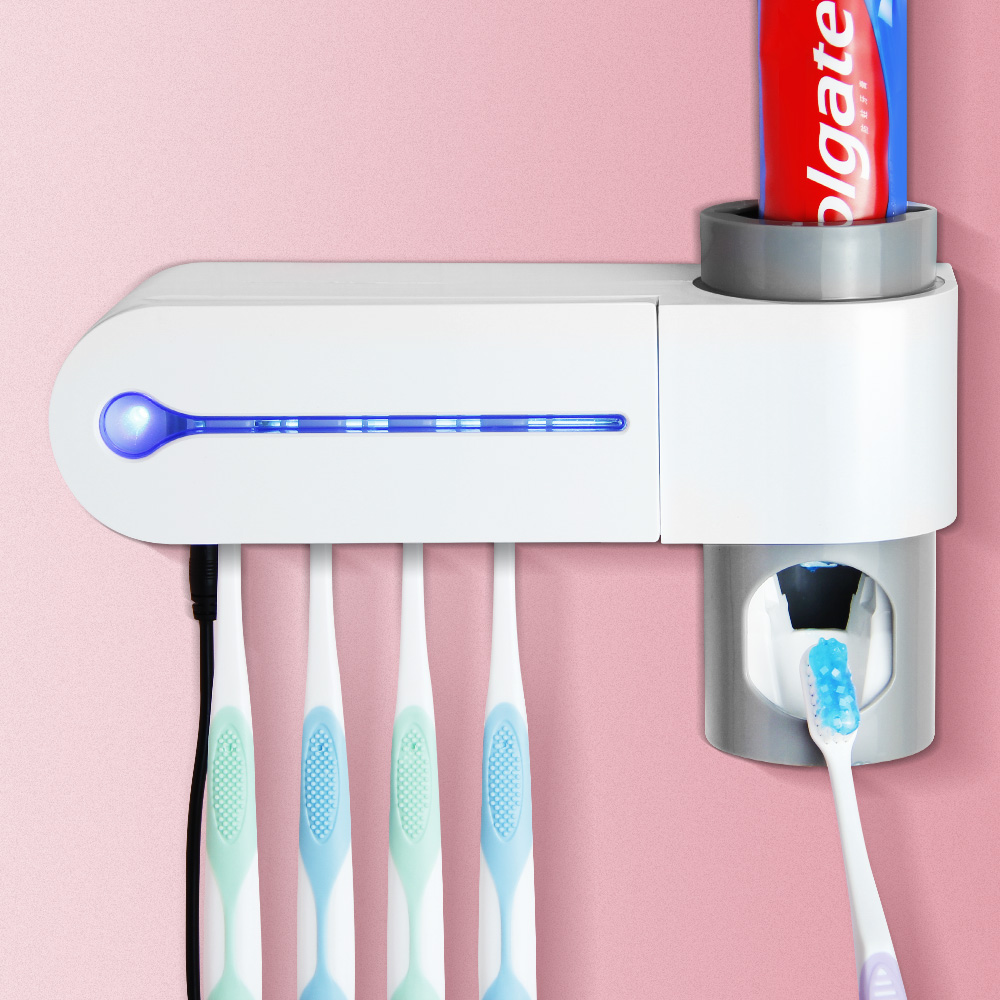 UV-Zahnbürste Sterilisation Trocknungshalter Automatischer Zahnpastaspender USB Power für 5 Zahnbürste