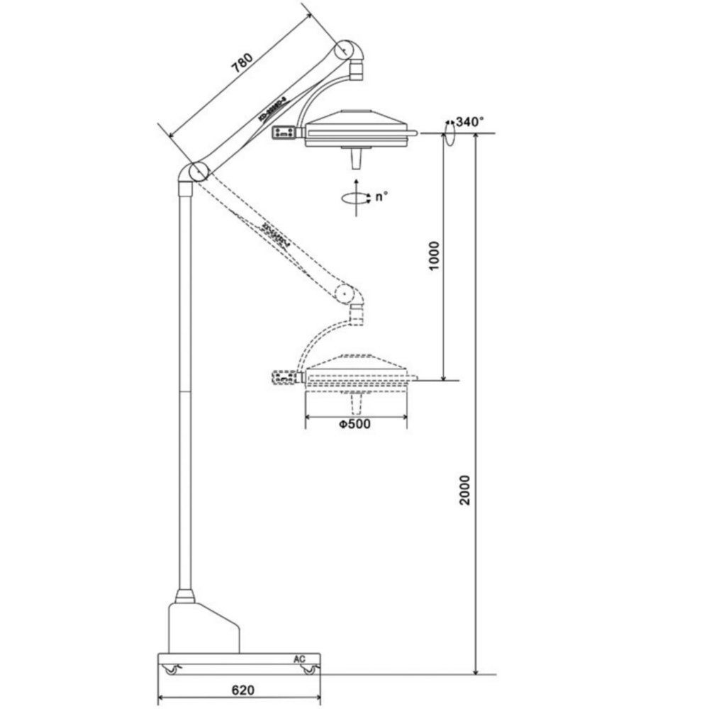 108W LED tragbare schattenlose Lampe Chirurgische medizinische Untersuchungsleuchte KWS KD-2036D-3
