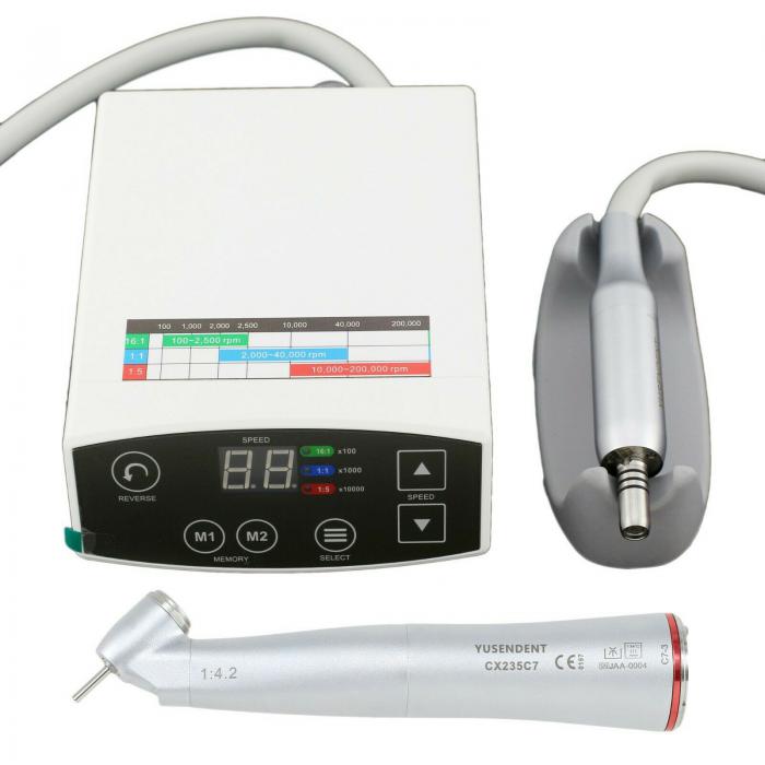 YUSENDENT® C-PUMA Elektromotor Zahnarzt + COXO CX235C7-3 1: 4.2 45° Glasfaser Rotes Winkelstück
