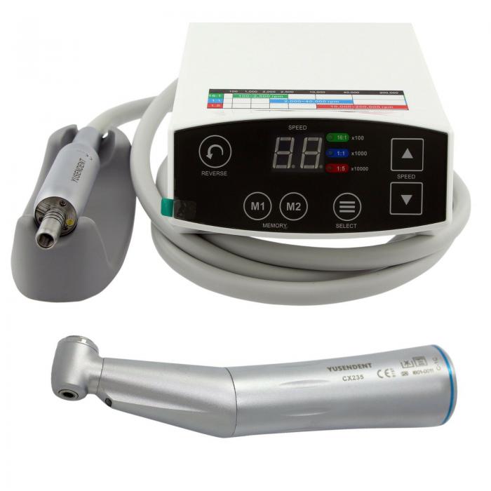YUSENDENT Dental LED Elektrischer Mikromotor + COXO CX235C-1C 1: 1 Winkelstück Handstück