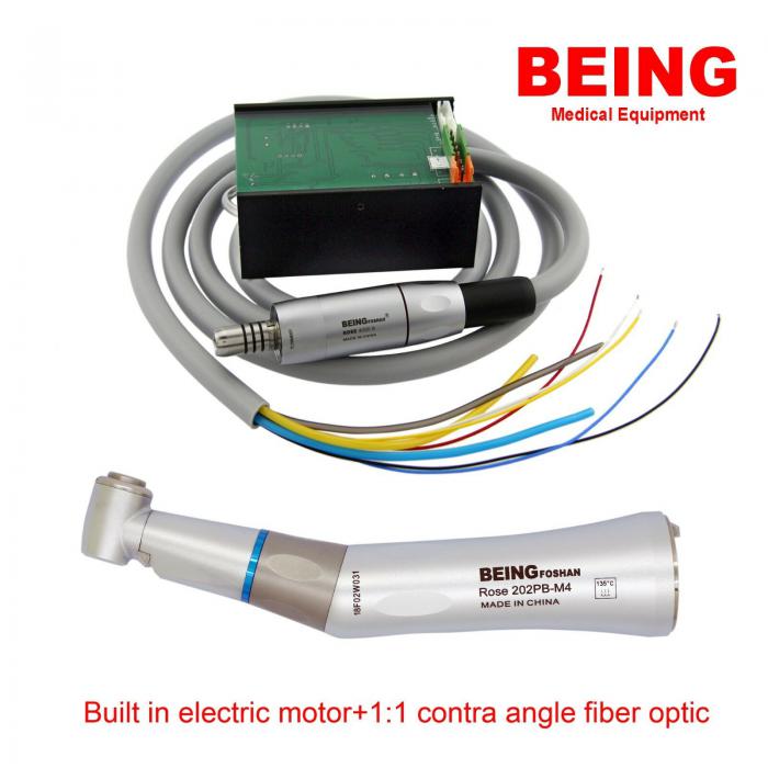 BEING Rose4000 Eingebauter zahnärztlicher Elektromotor + Rose 202-CA(PB) 1:1 Faseroptisches Winkelstück
