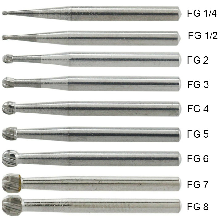 10 Stück FG 1/4 1/2 1 2 3 4 5 6 7 8# FG-Schaft Hartmetallbohrer Zahnmedizin Runder Zahnbohrer