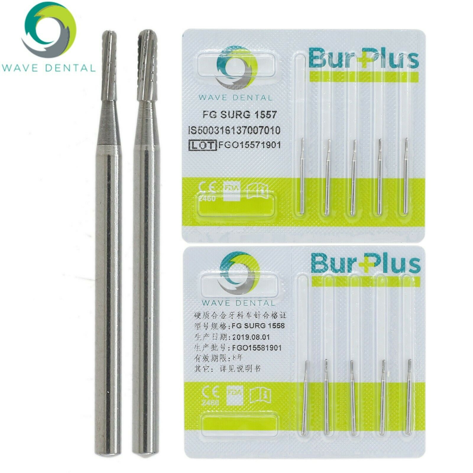 10 Stück FG SURG 1557 1558 FG-Schaft Hartmetallbohrer Zahnmedizin Kuppelspalt Zahnbohrer