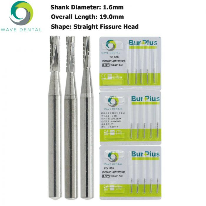 10 Stück FG 556 557 558# FG-Schaft FG-Schaft Hartmetallbohrer Zahnmedizin Gerader Fissurenkopf Zahnbohrer