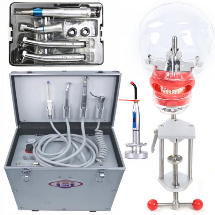 Best® BD-402 Mobile Dentaleinheit + LY LY-L201 Handstück-Kit + Zahnmedizin-Patientensimulator Phantomkopf + LED Polymerisationslampe