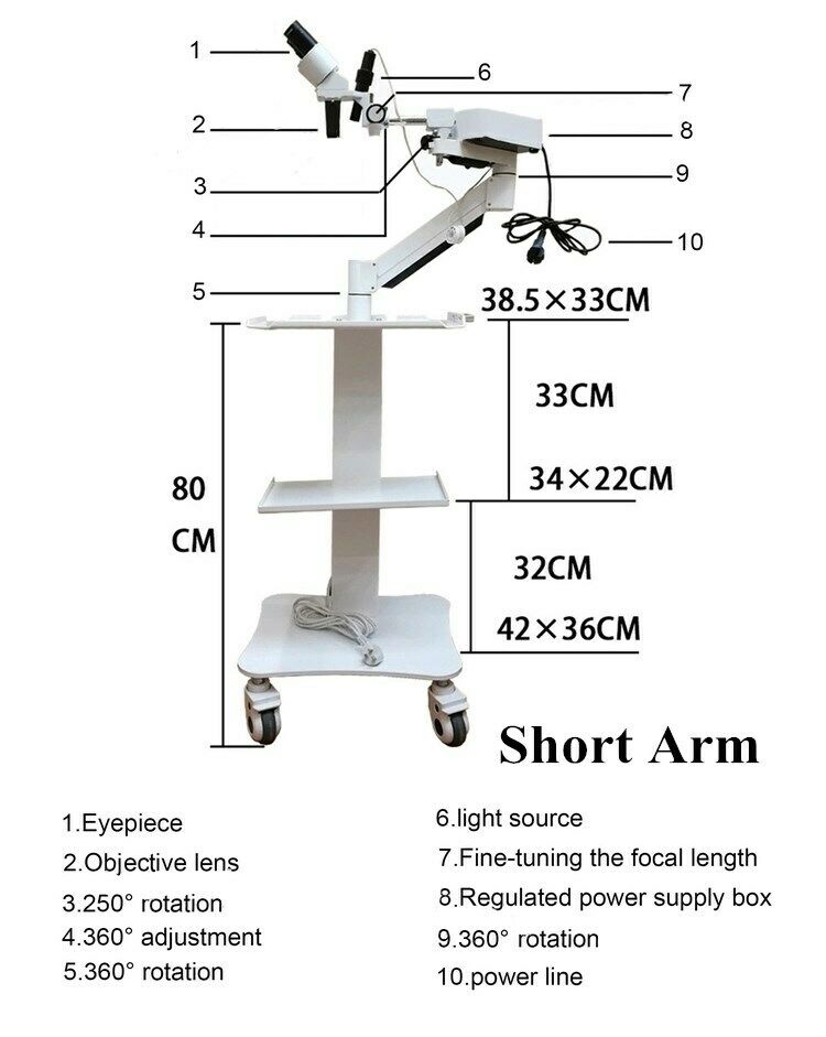 Dental Chirurgisches Operationsmikroskop mit 5W LED-Licht & Zahnarzt Trolley für HNO，Zahnärztlich