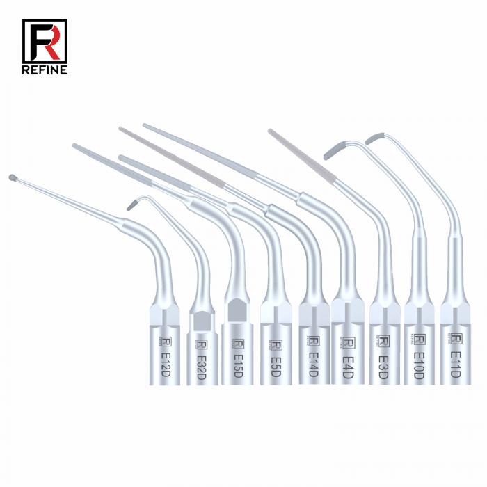 10 Stück Refine® Ultrasonic Scaler Piezo Spitzen für Endodontie E3D E4D E5D E10D E11D E12D E14D E15D Kompatibler Woodpecker EMS