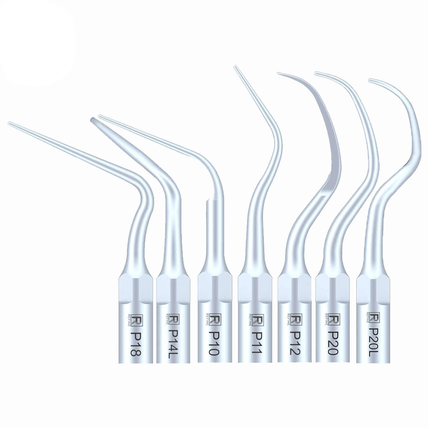 10 Stück Refine® UltraschallScaler Piezo Spitzen für Parodontologie P10 P11 P12 P14L P18 P20 P20L P20R P21 22 LR Kompatibler EMS