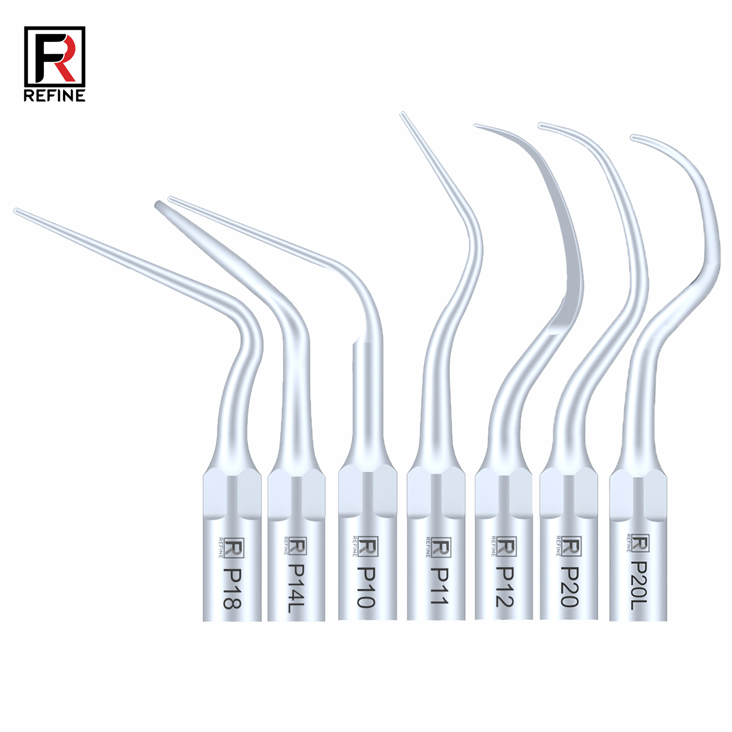 10 Stück Refine® UltraschallScaler Piezo Spitzen für Parodontologie P10 P11 P12 P14L P18 P20 P20L P20R P21 22 LR Kompatibler EMS