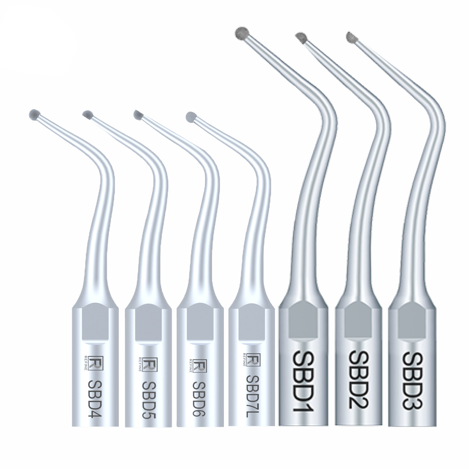 5 Stücke Refine® Ultraschall Scaler Spitzen für Restauration SBD1 SBD2 SBD3 SBD4 SBD5/6 SBDR SBDL SBD7L SBD7R Kompatibel SATELEC NSK DTE GNATUS