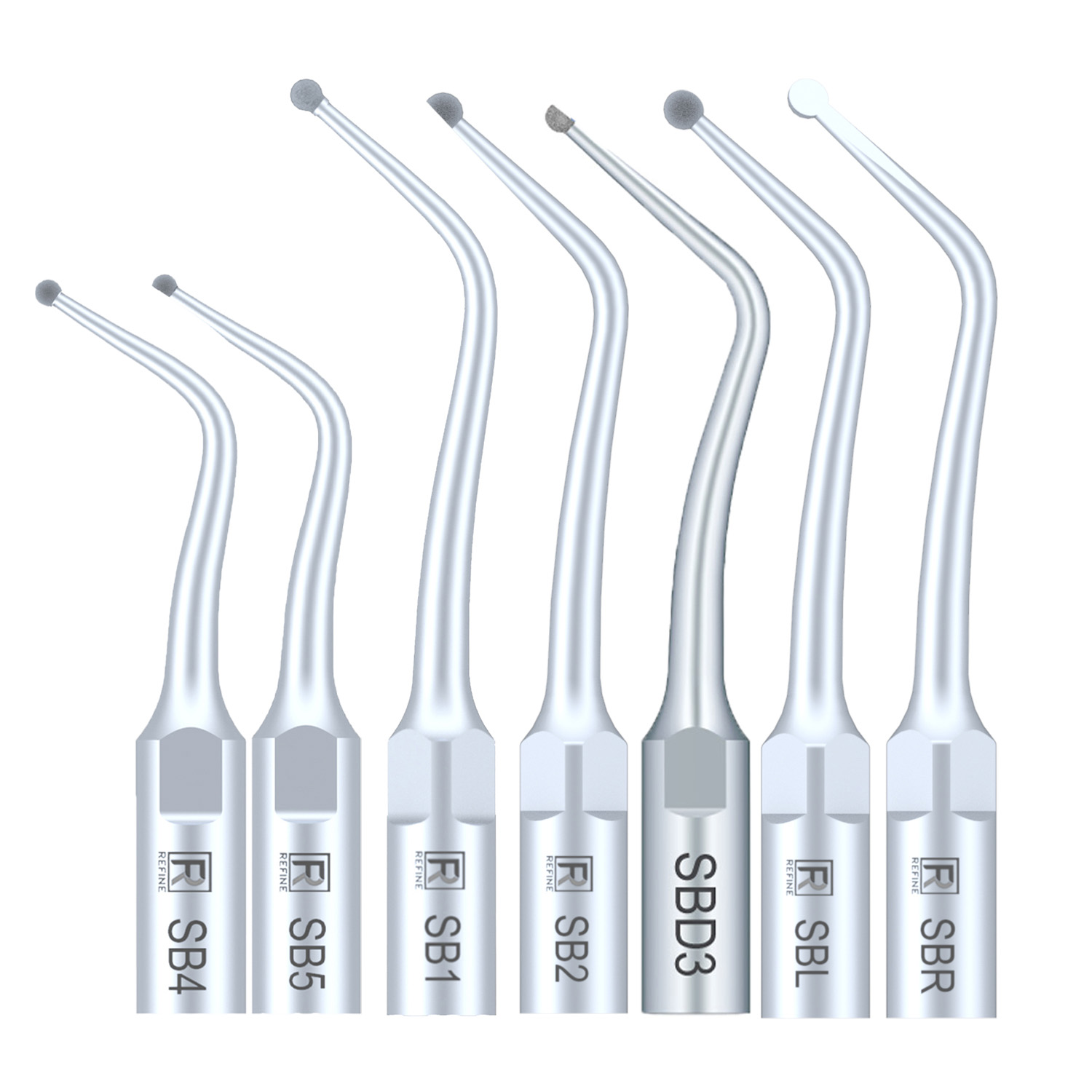 5 Stücke Refine® Ultraschall Scaler Spitzen für Restauration SB1 SB2 SB3 SB4 SB5 SBR SBL Kompatibel EMS Woodpecker