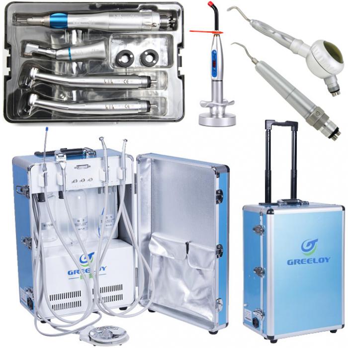 Greeloy® GU-P204 Portable Dentaleinheit + Dental Luftscaler + Handstück-Set