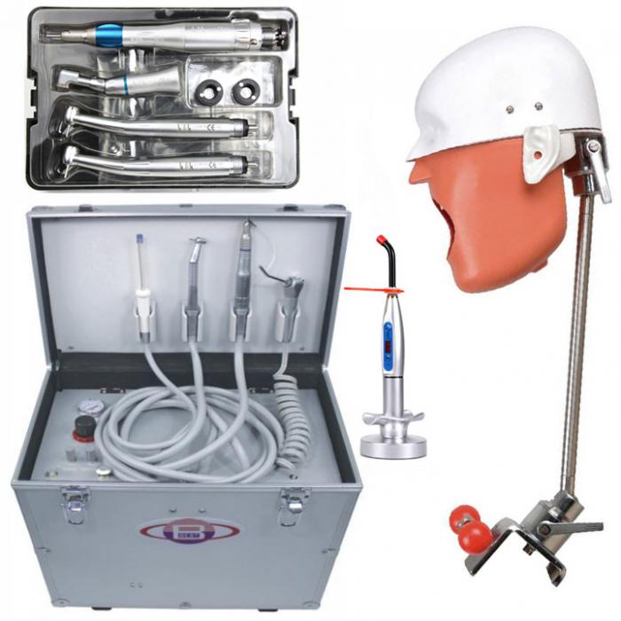 Best® BD-402 Mobile Dentaleinheit + LY LY-L201 Handstück-Kit + Zahnmedizin-Simulator Phantomkopf + LED Polymerisationslampe