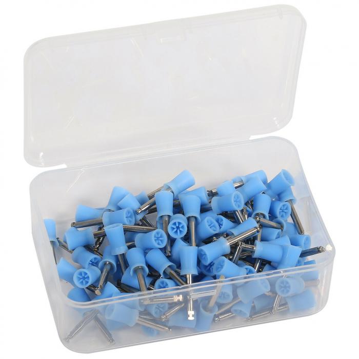 100St Zahnprophy-Cup Blauer Polierkopf , Polierbürste aus Gummi