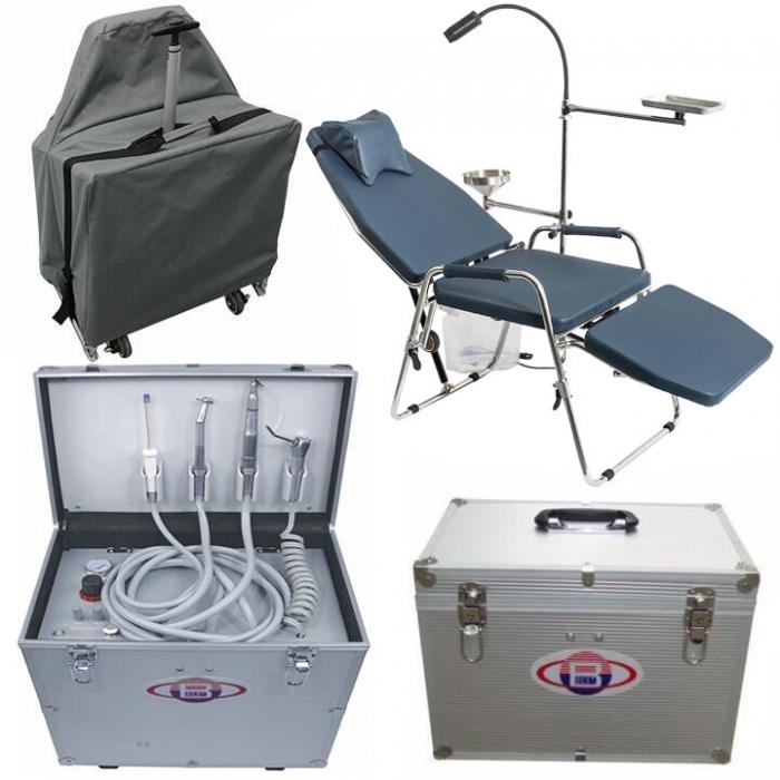 Best® BD-402 Mobile Dentaleinheit + Greeloy GU-P101 Tragbare Zahnarztstühle mit schwarzem Rucksack