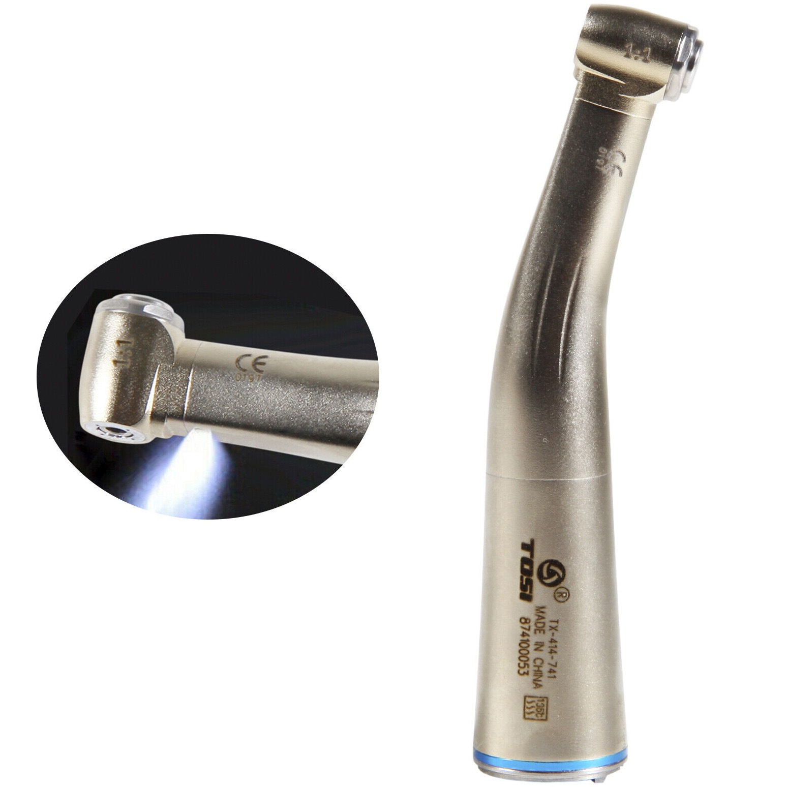 TOSI TX-414-741 Dental Blau Winkelstück Handstück (Innenwasser, Faseroptik, E-Typ)