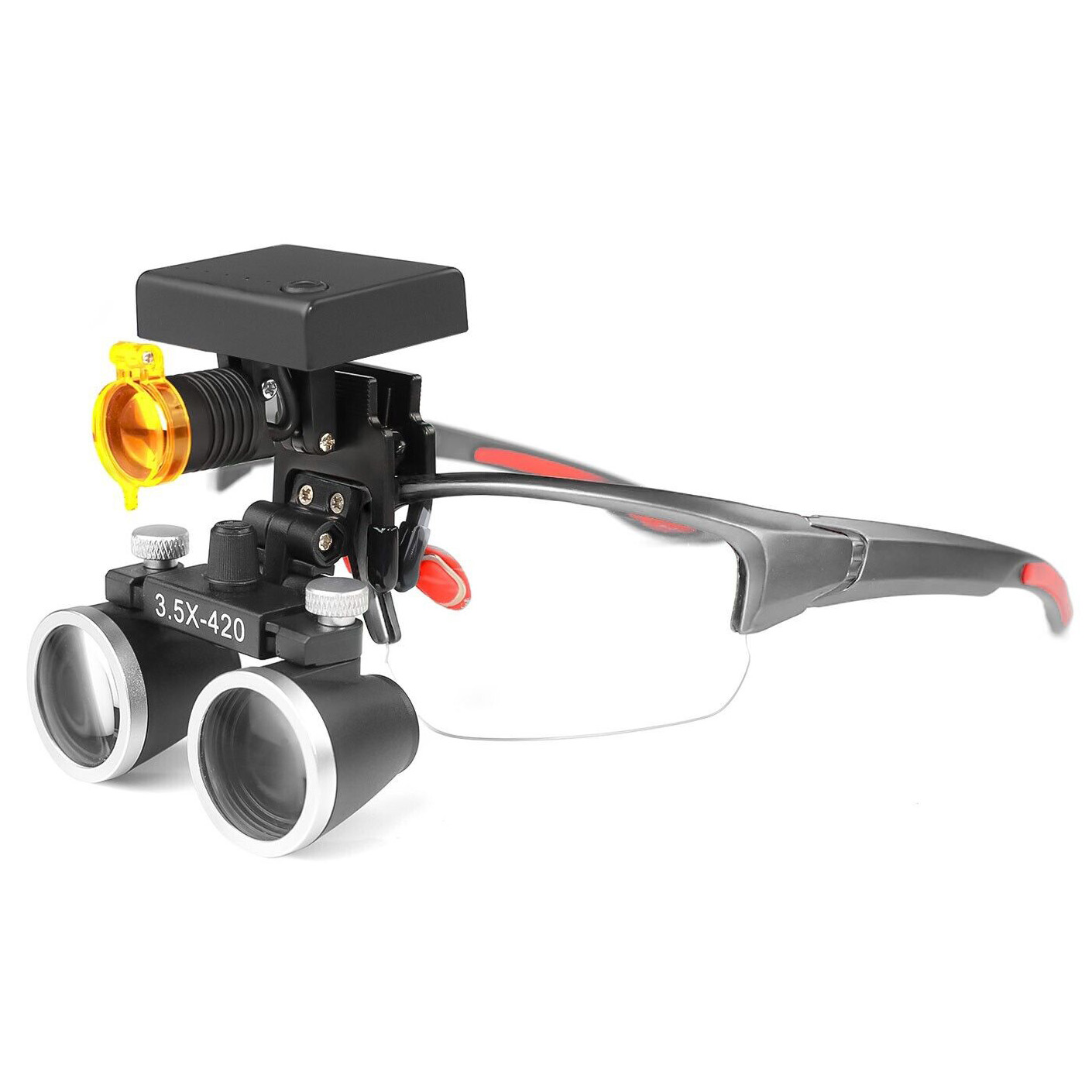 YUYO DY-117 Zahnarzt Lupenbrille mit Licht (3,5-Fache Lupenbrille + DY-010 3W LED Lupenbrille Licht)