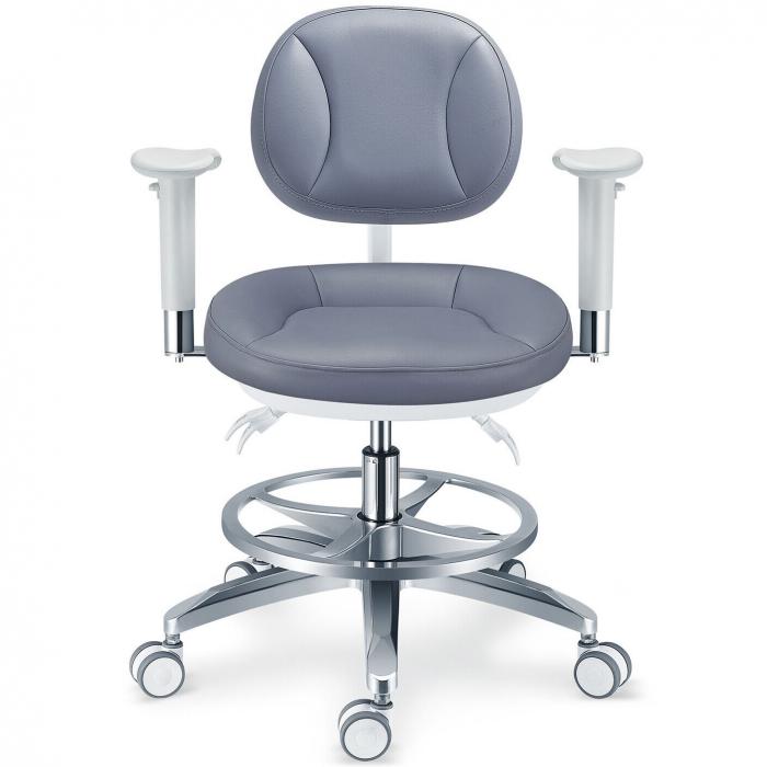 TYTC PLST-082-085 Dentalmikroskop Bedienerstuhl Ergonomischer Dentalhocker mit Armlehnen + Rückenlehne + Fußring