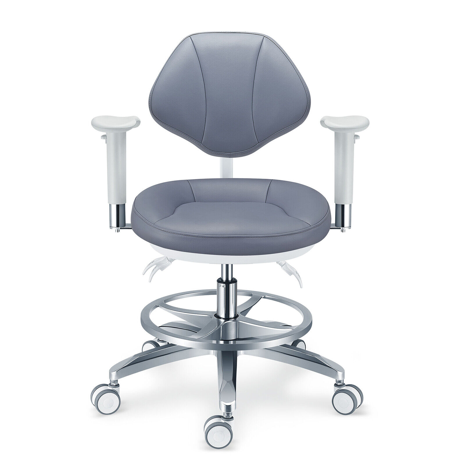 TYTC PLST-082-085 Dentalmikroskop Bedienerstuhl Ergonomischer Dentalhocker mit Armlehnen + Rückenlehne + Fußring