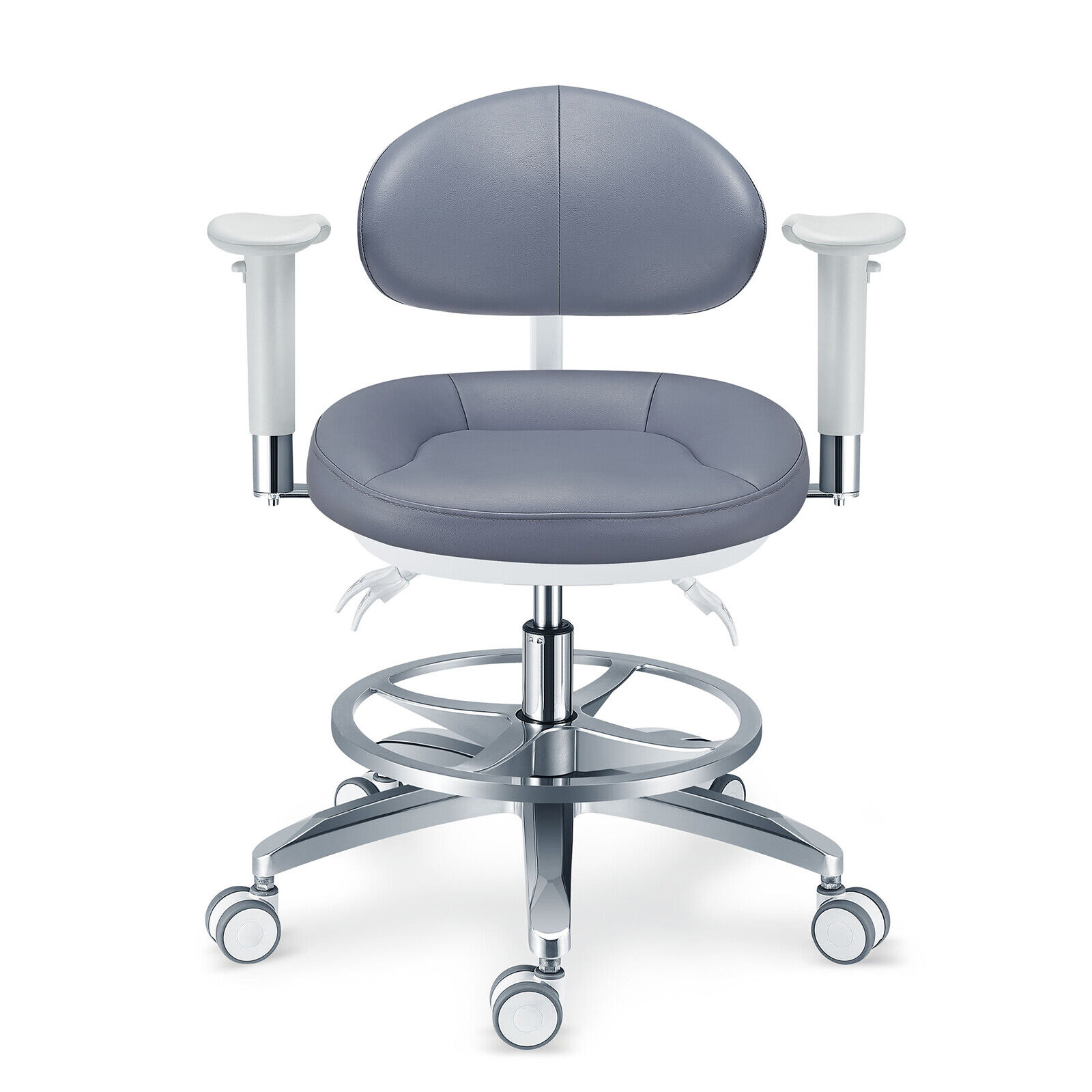 TYTC PLST-082-085 Dentalmikroskop Bedienerstuhl Ergonomischer Dentalhocker mit Armlehnen + Rückenlehne + Fußring