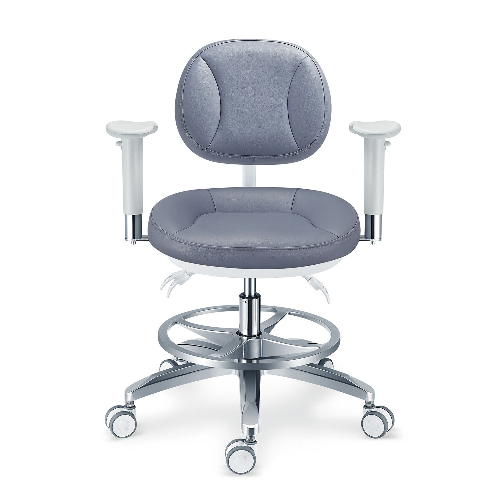 TYTC PLST-082-085 Dentalmikroskop Bedienerstuhl Ergonomischer Dentalhocker mit Armlehnen + Rückenlehne + Fußring