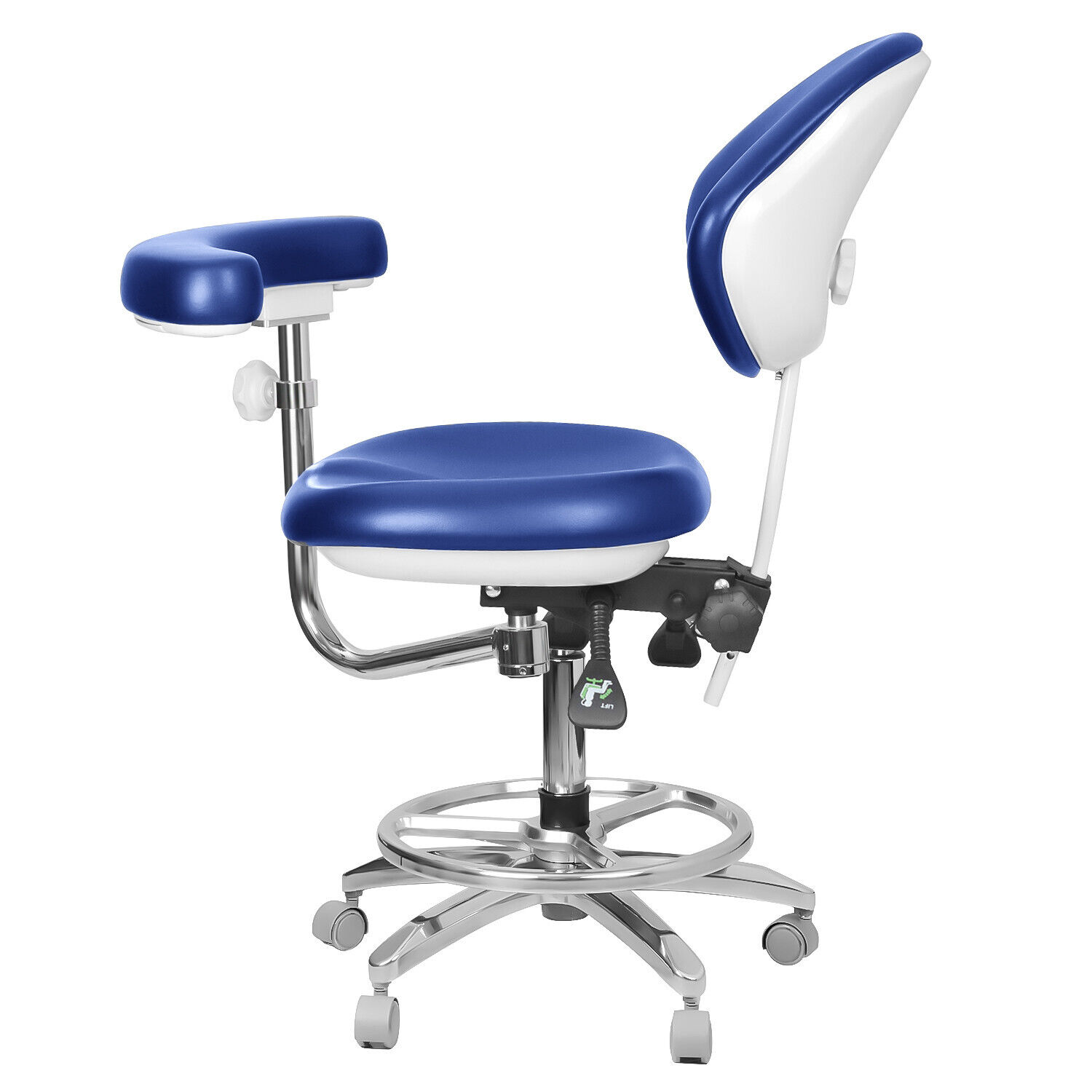 QIYUAN QY-600M-B2 Mobiler Zahnarzthelferin Hocker Zahnarztstuhl mit 360° Drehbarer Armlehne