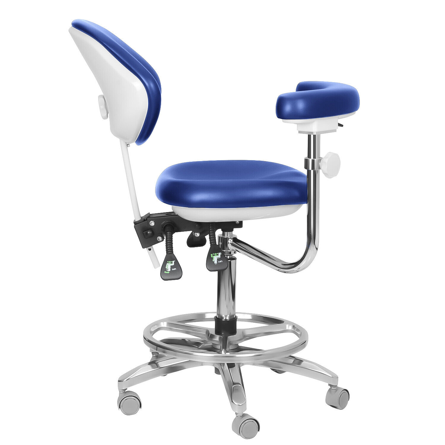 QIYUAN QY-600M-B2 Mobiler Zahnarzthelferin Hocker Zahnarztstuhl mit 360° Drehbarer Armlehne