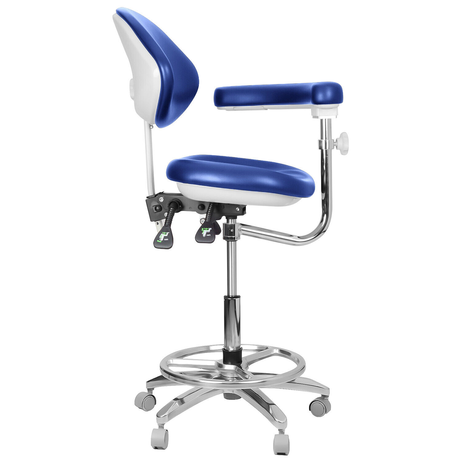 QIYUAN QY-600M-B2 Mobiler Zahnarzthelferin Hocker Zahnarztstuhl mit 360° Drehbarer Armlehne