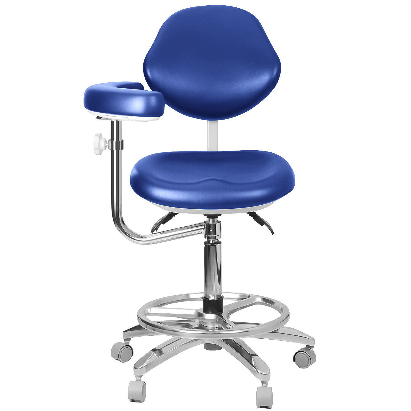 QIYUAN QY-600M-B2 Mobiler Zahnarzthelferin Hocker Zahnarztstuhl mit 360° Drehbarer Armlehne