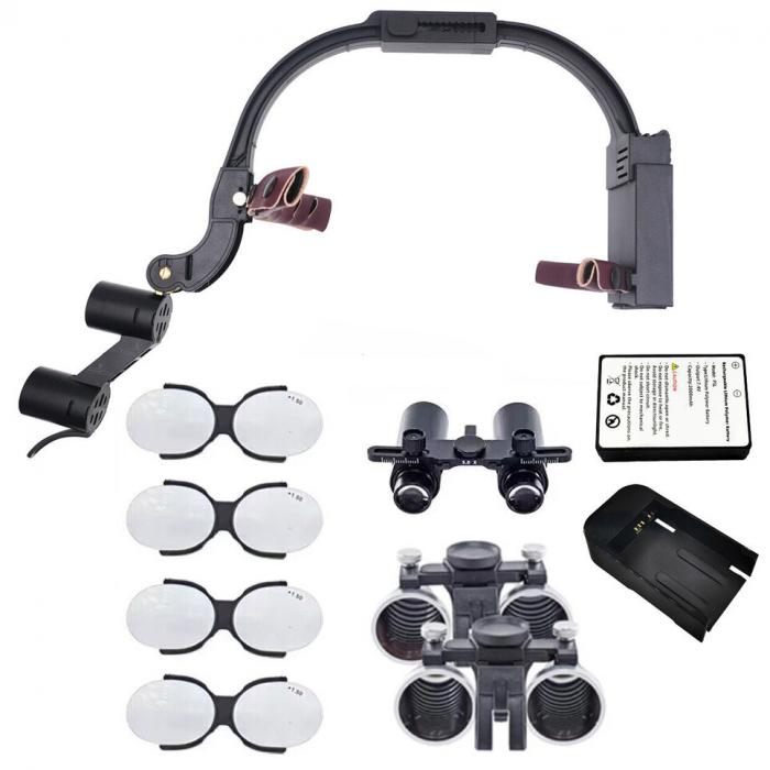 5X / 6X Zahnarzt Lupenbrille mit 5W LED Lupenbrille Licht + Presbyopie-Brille