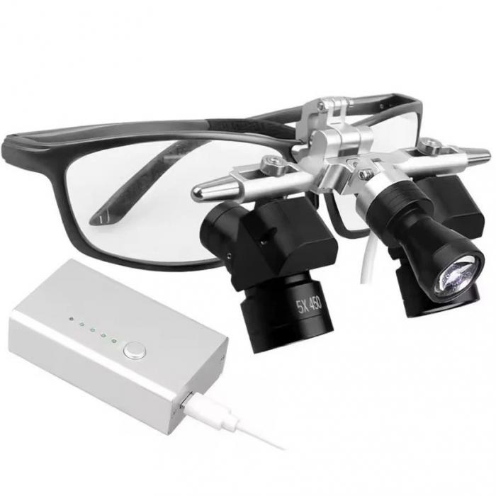 5.0X 48 ° Dental Ergonomic Lupenbrille mit 5W LED-Lupenbrille-Licht