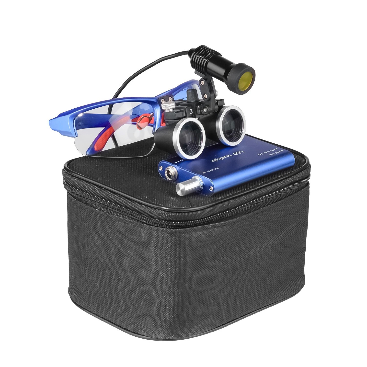 Dental-Binokularlupe 3,5-fach mit 5 W LED-Licht und Filter