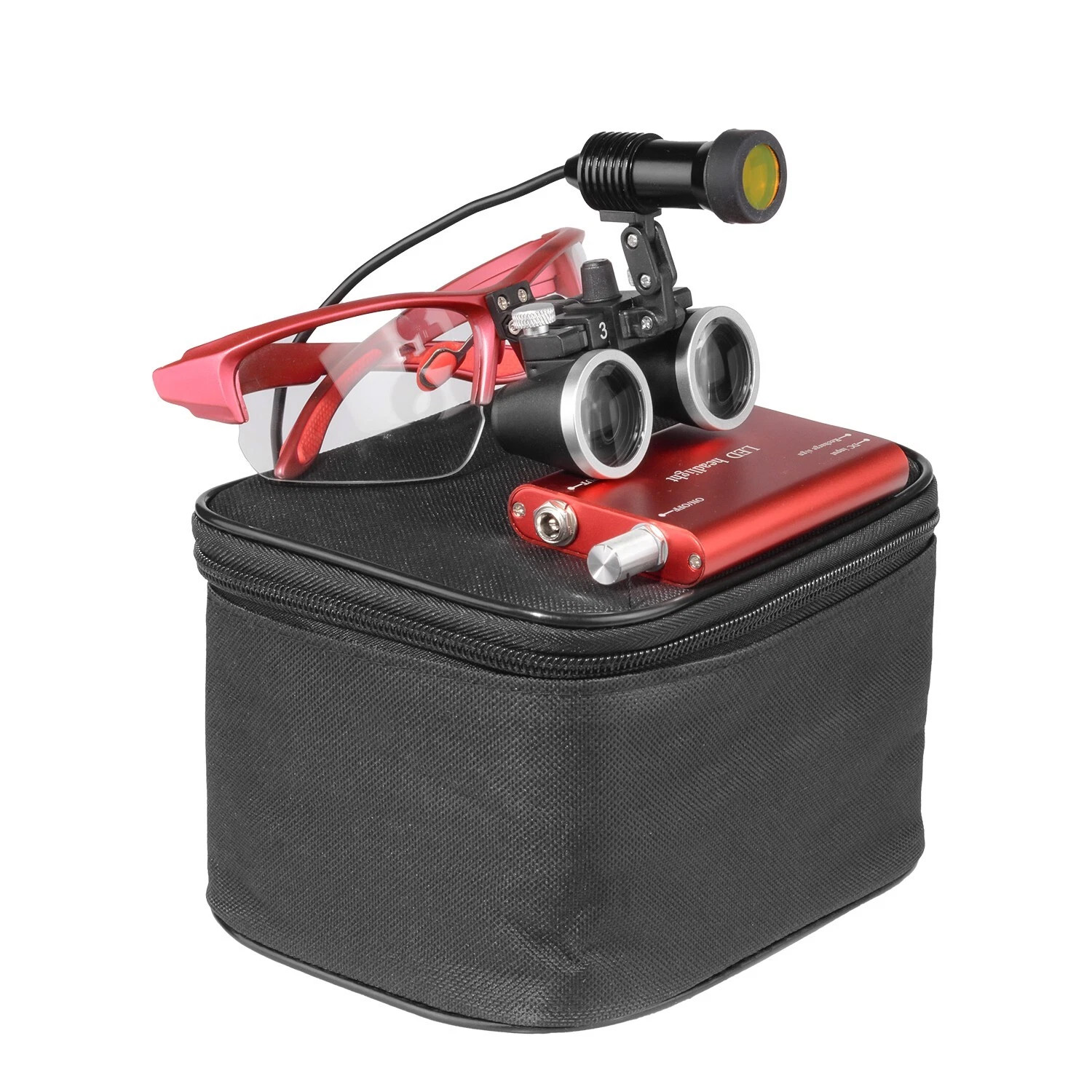 Dental-Binokularlupe 3,5-fach mit 5 W LED-Licht und Filter