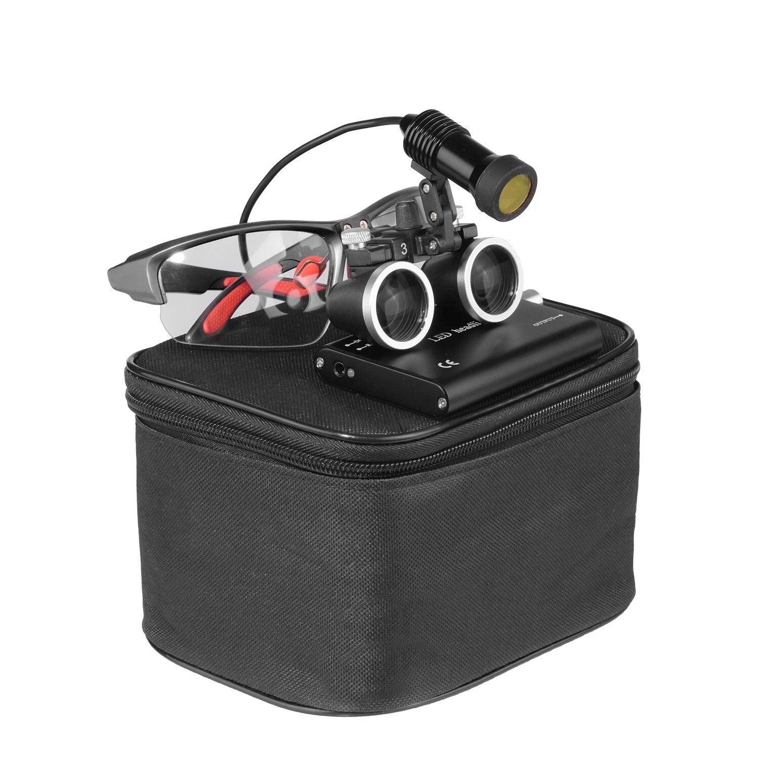 Dental-Binokularlupe 3,5-fach mit 5 W LED-Licht und Filter