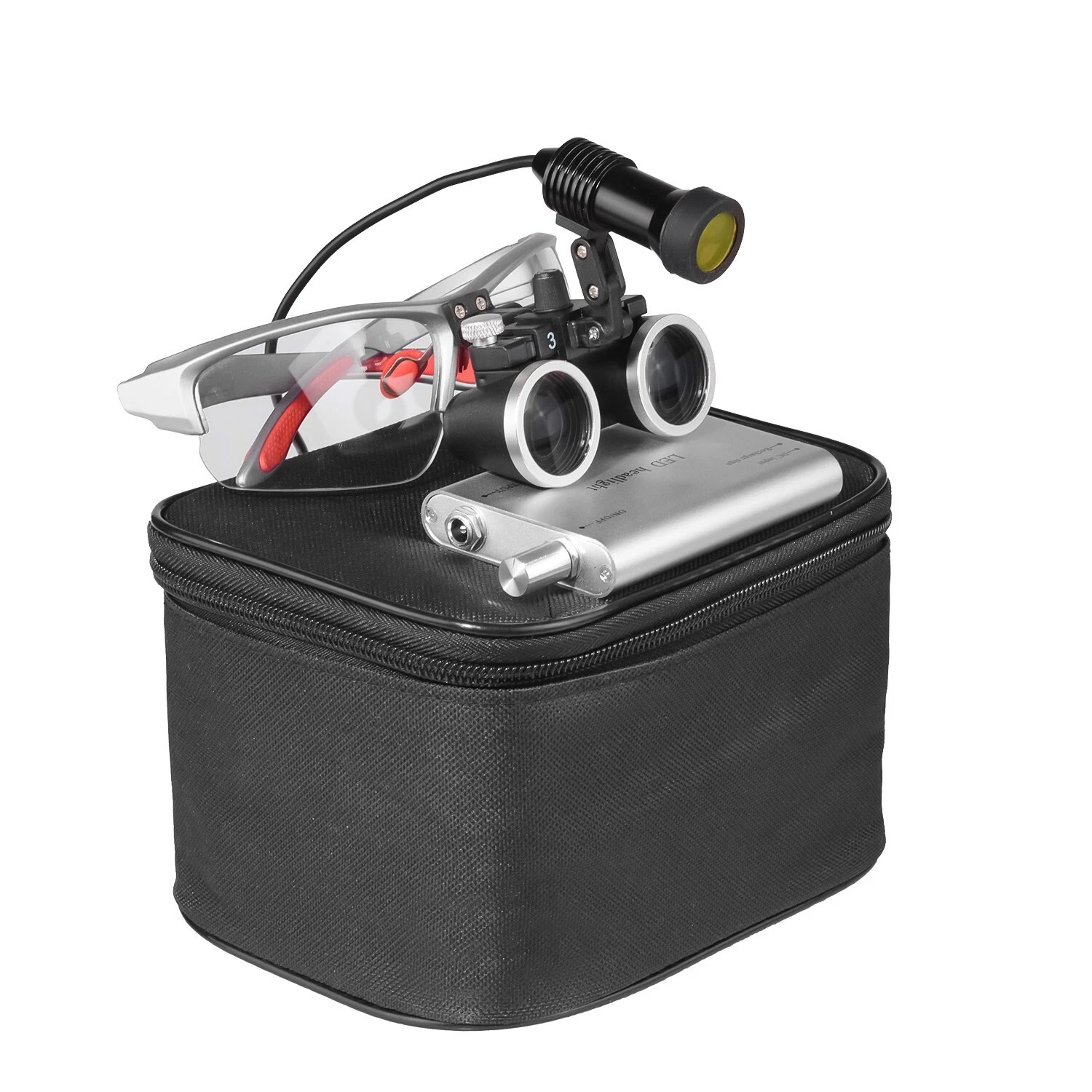 Dental-Binokularlupe 3,5-fach mit 5 W LED-Licht und Filter