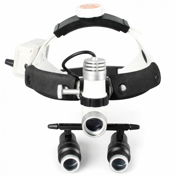 KWS 4,0X Dental Binokularlupe + KWS KD-203AY-4 3W LED-Licht für Lupenbrille, mit 2 Batterien