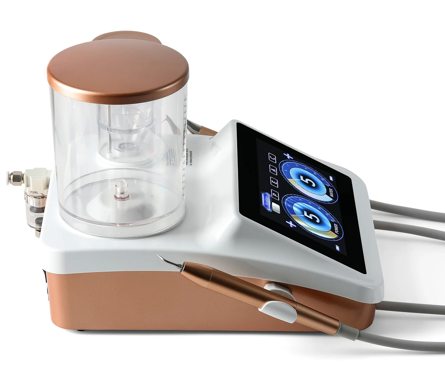 Dentales Ultraschall Scaler und Pulverstrahlgerät 2-in-1 Parodontaltherapiegerät mit Titanspitzen und Fußsteuerung